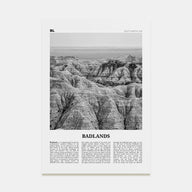 Badlands National Park Travel B&W Poster
