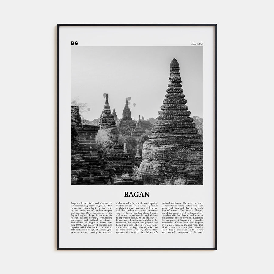 Bagan Travel B&W Poster