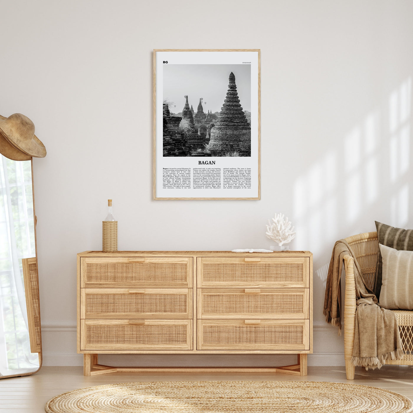 Bagan Travel B&W Poster