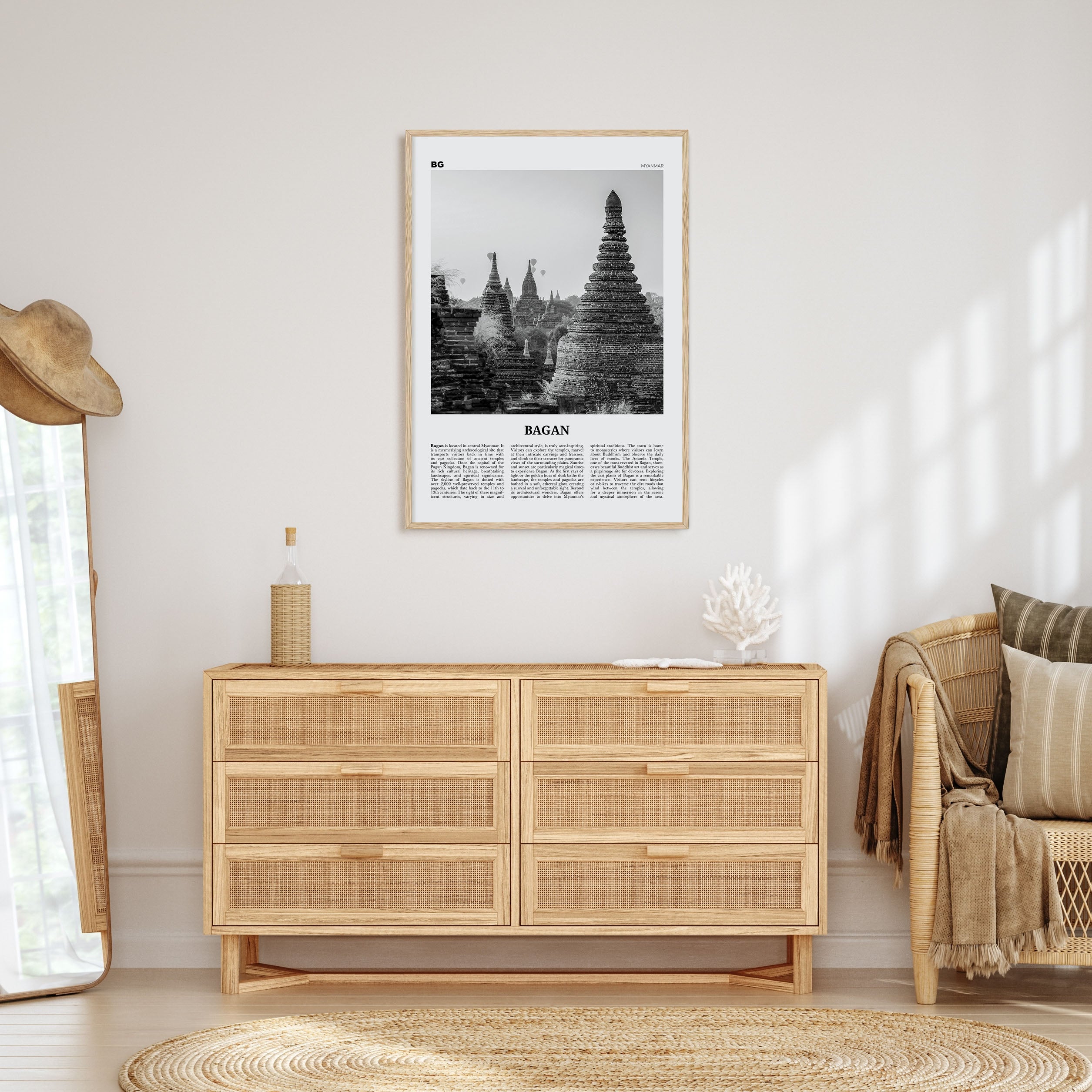 Bagan Travel B&W Poster