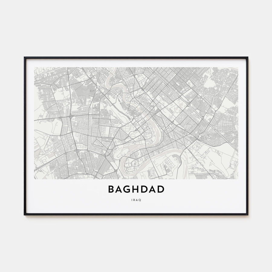 Baghdad Map Landscape Poster