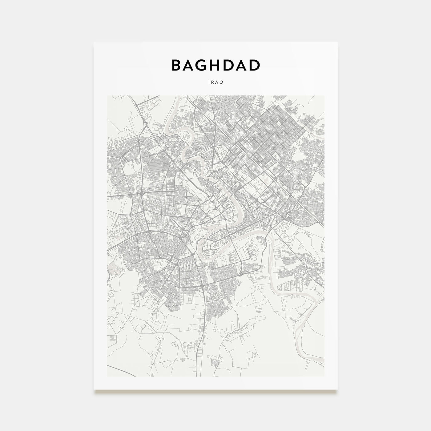 Baghdad Map Portrait Poster