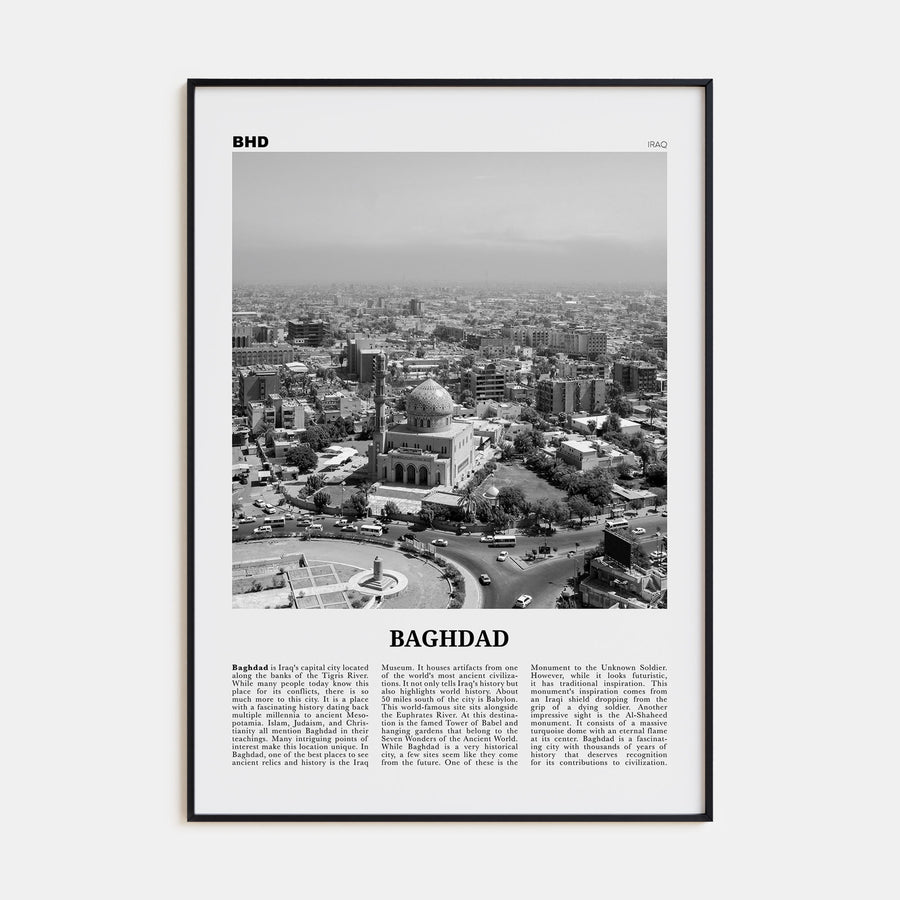 Baghdad Travel B&W Poster