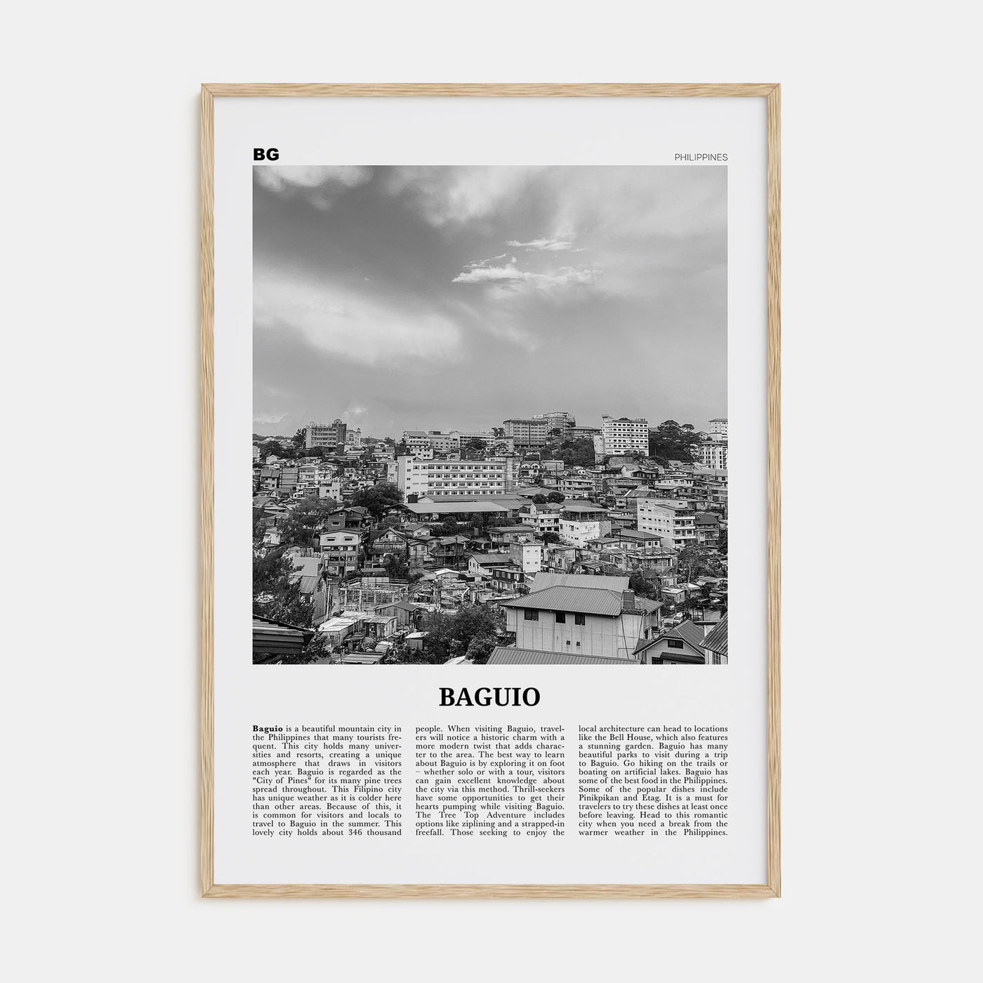Baguio Travel B&W Poster