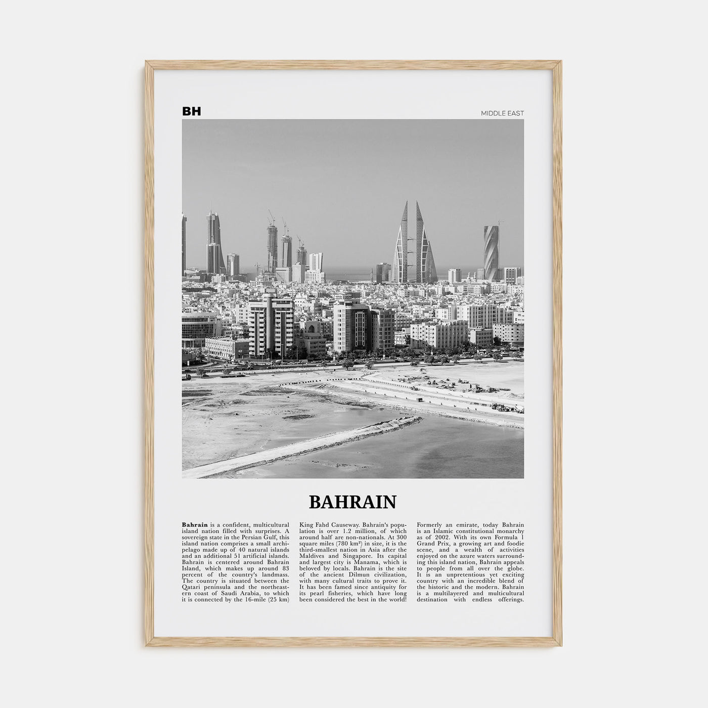 Bahrain Travel B&W Poster