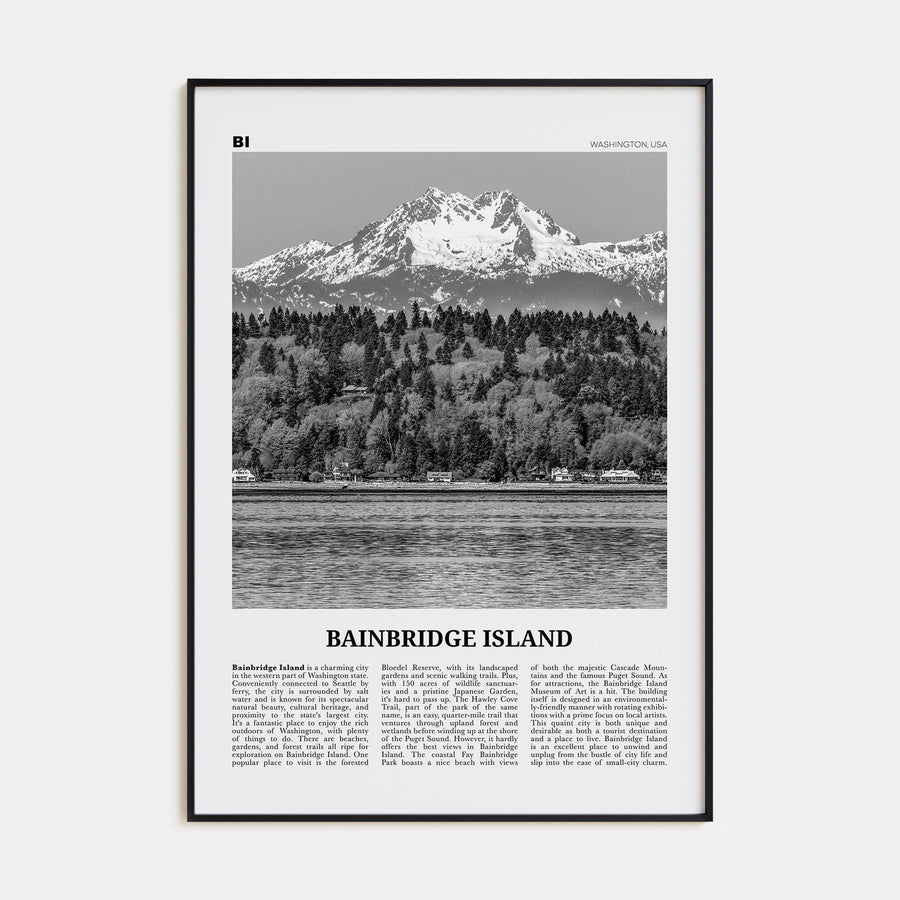 Bainbridge Island Travel B&W Poster
