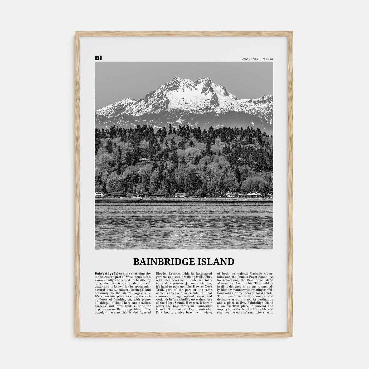 Bainbridge Island Travel B&W Poster