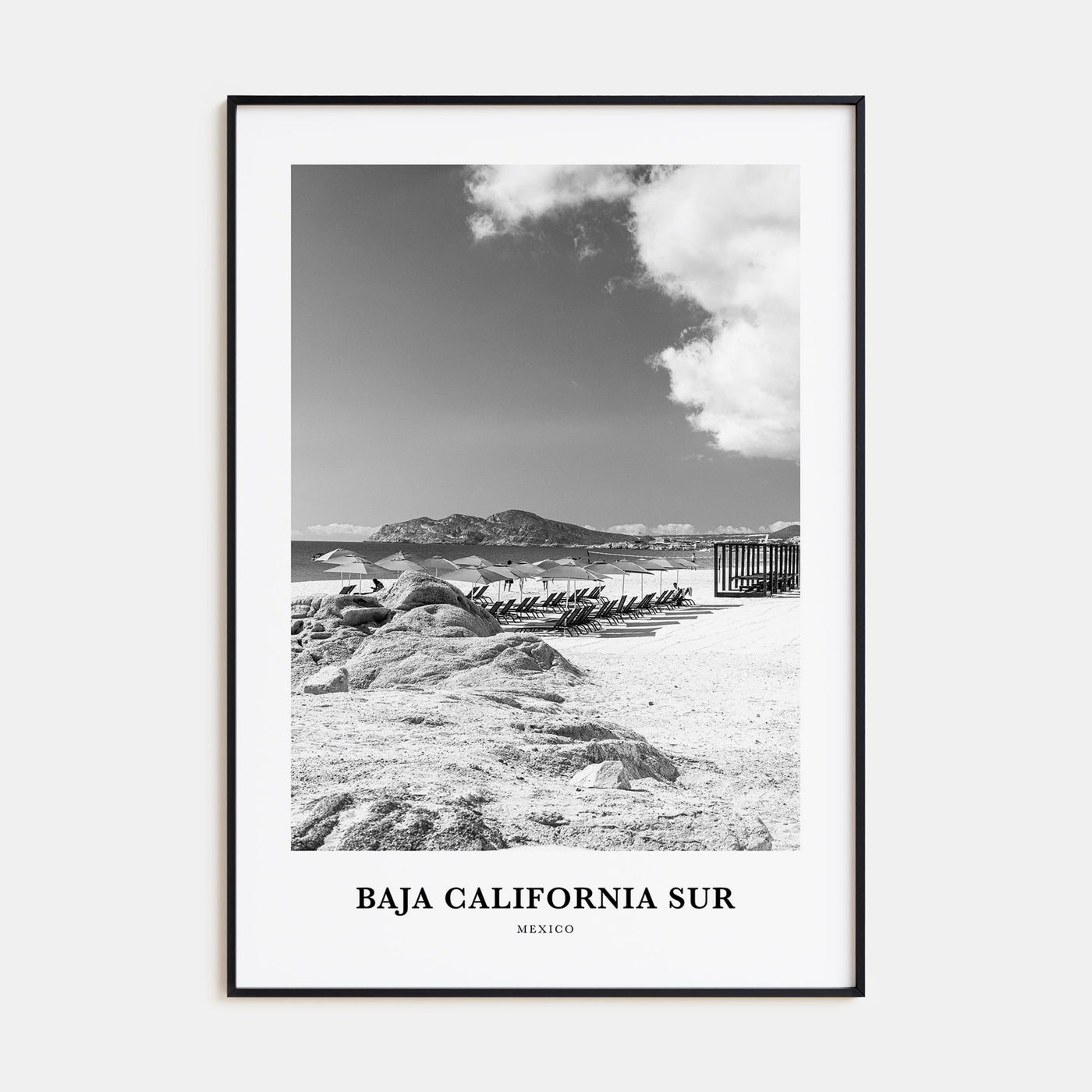 Baja California Sur Portrait B&W Poster