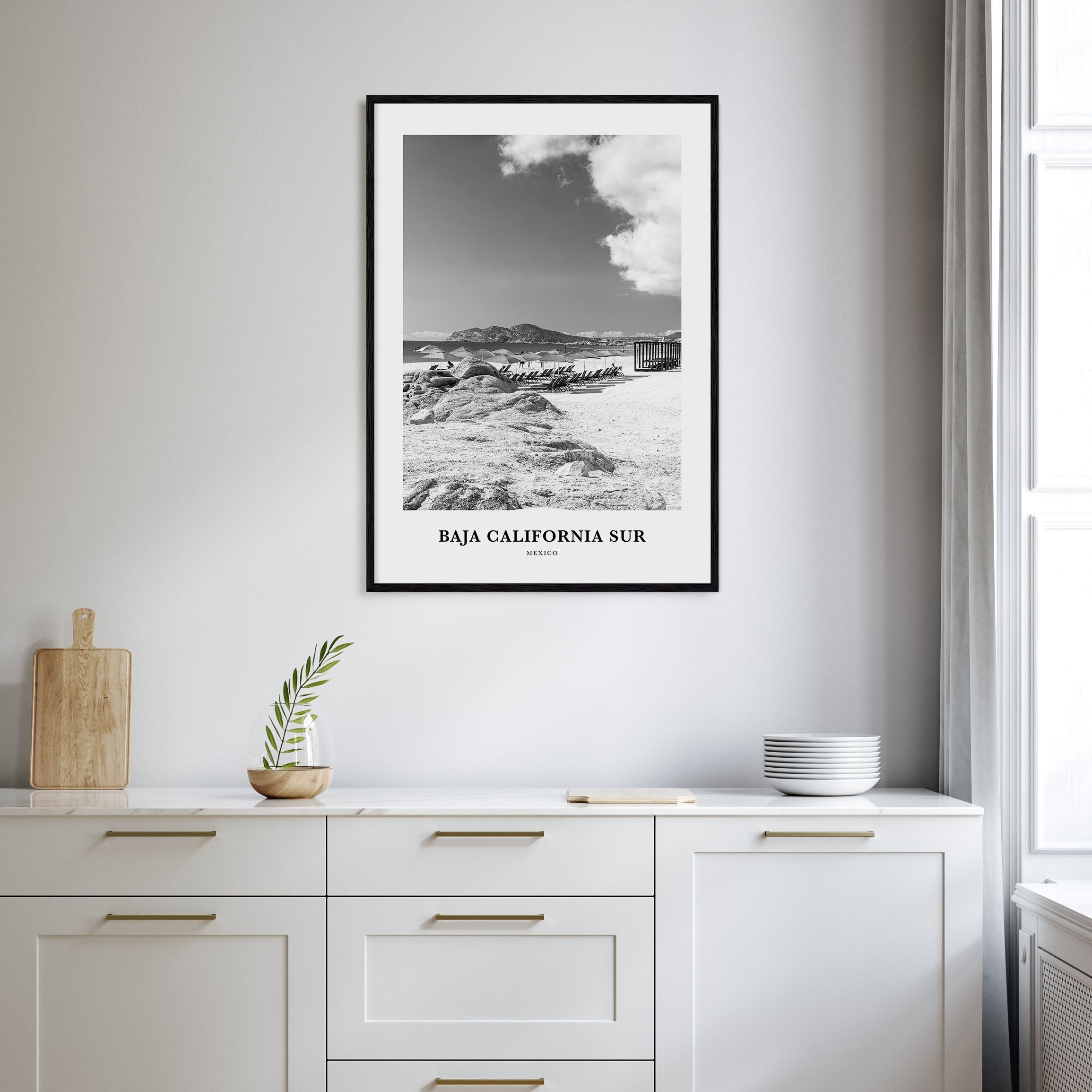 Baja California Sur Portrait B&W Poster