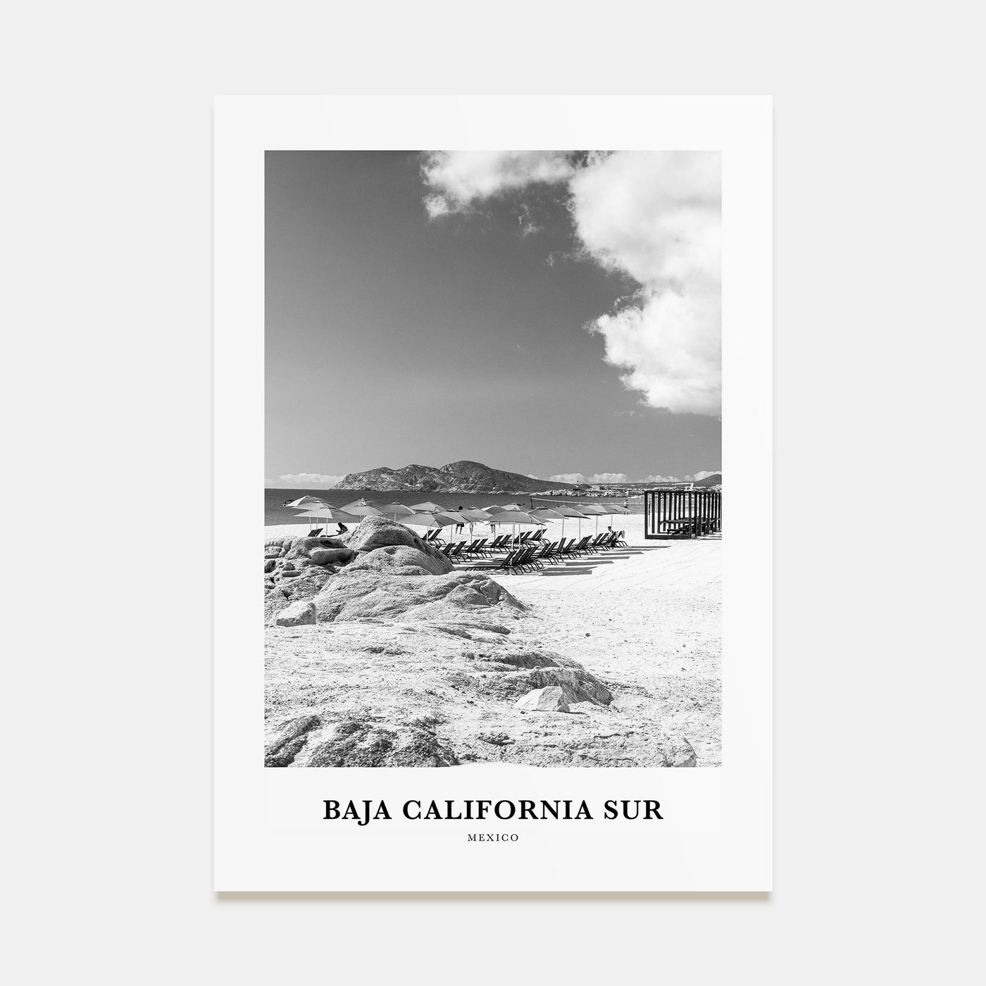Baja California Sur Portrait B&W Poster