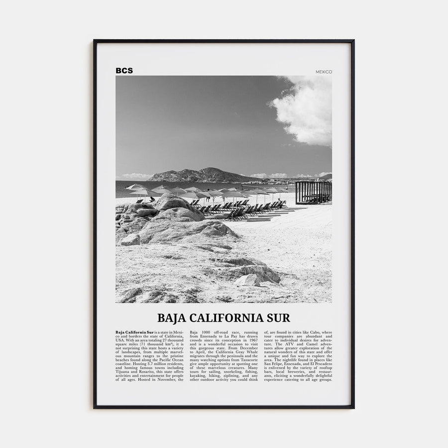 Baja California Sur Travel B&W Poster