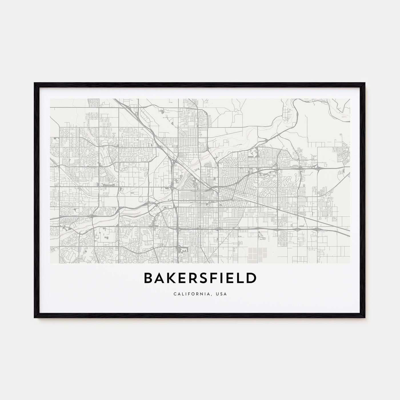 Bakersfield Map Landscape Poster