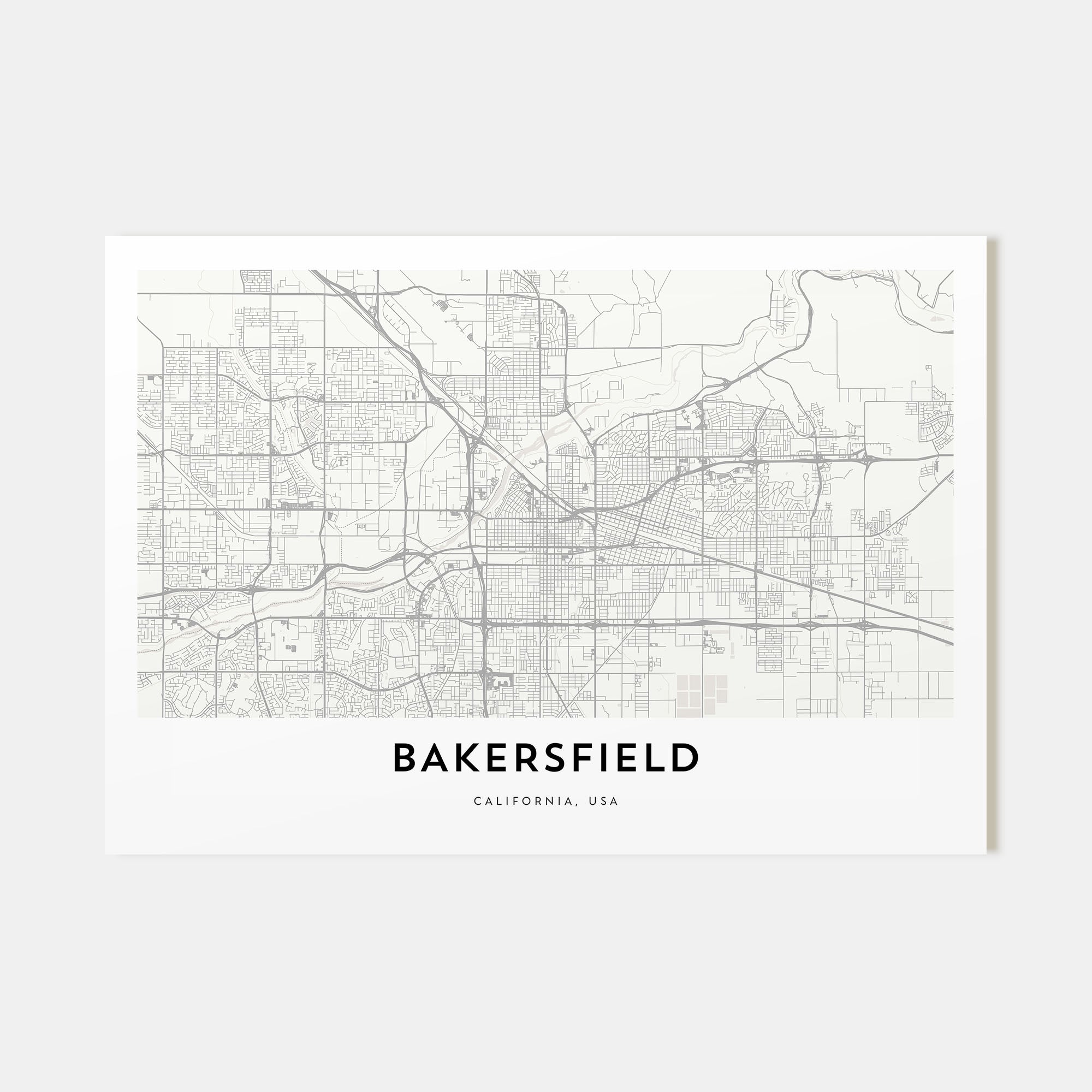 Bakersfield Map Landscape Poster
