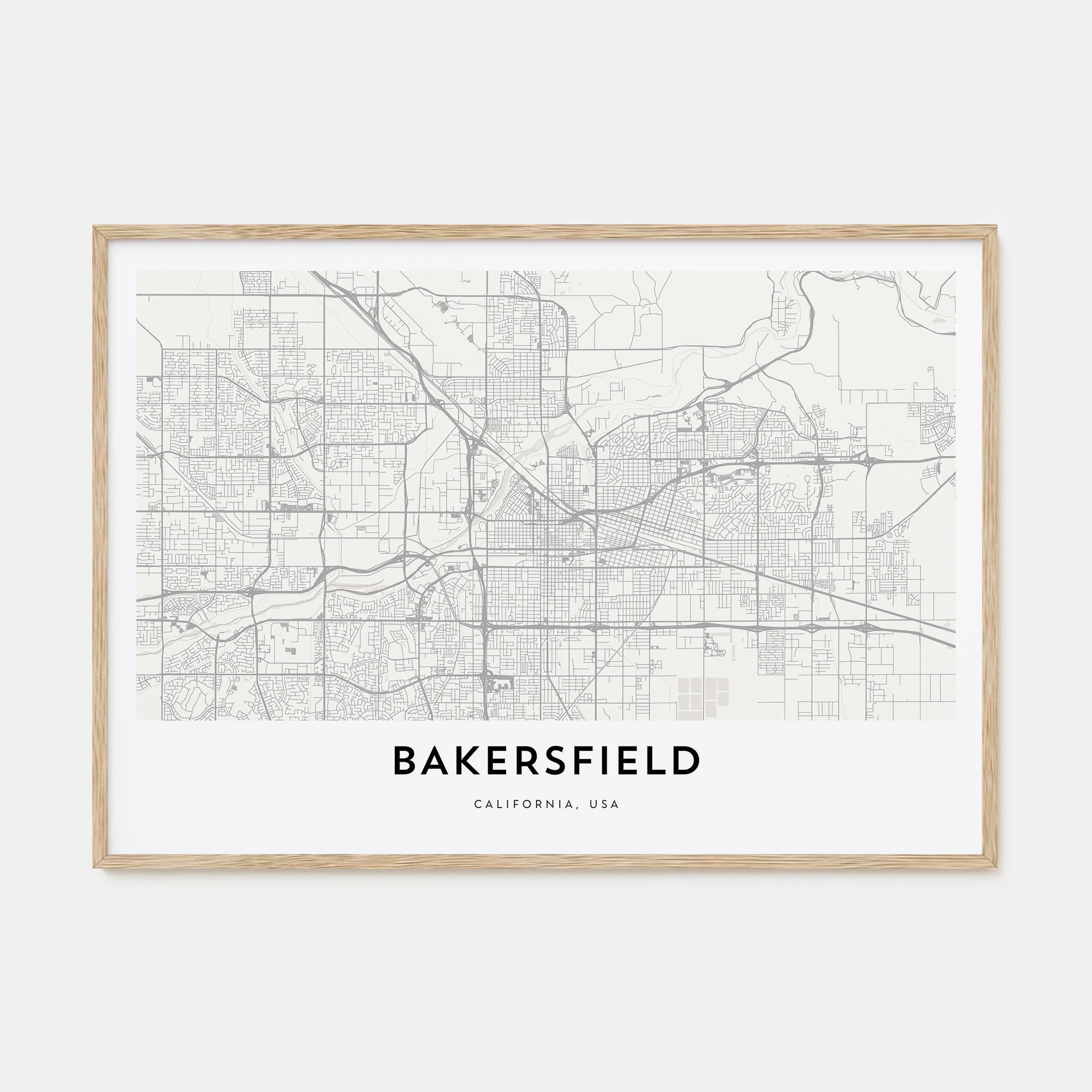 Bakersfield Map Landscape Poster