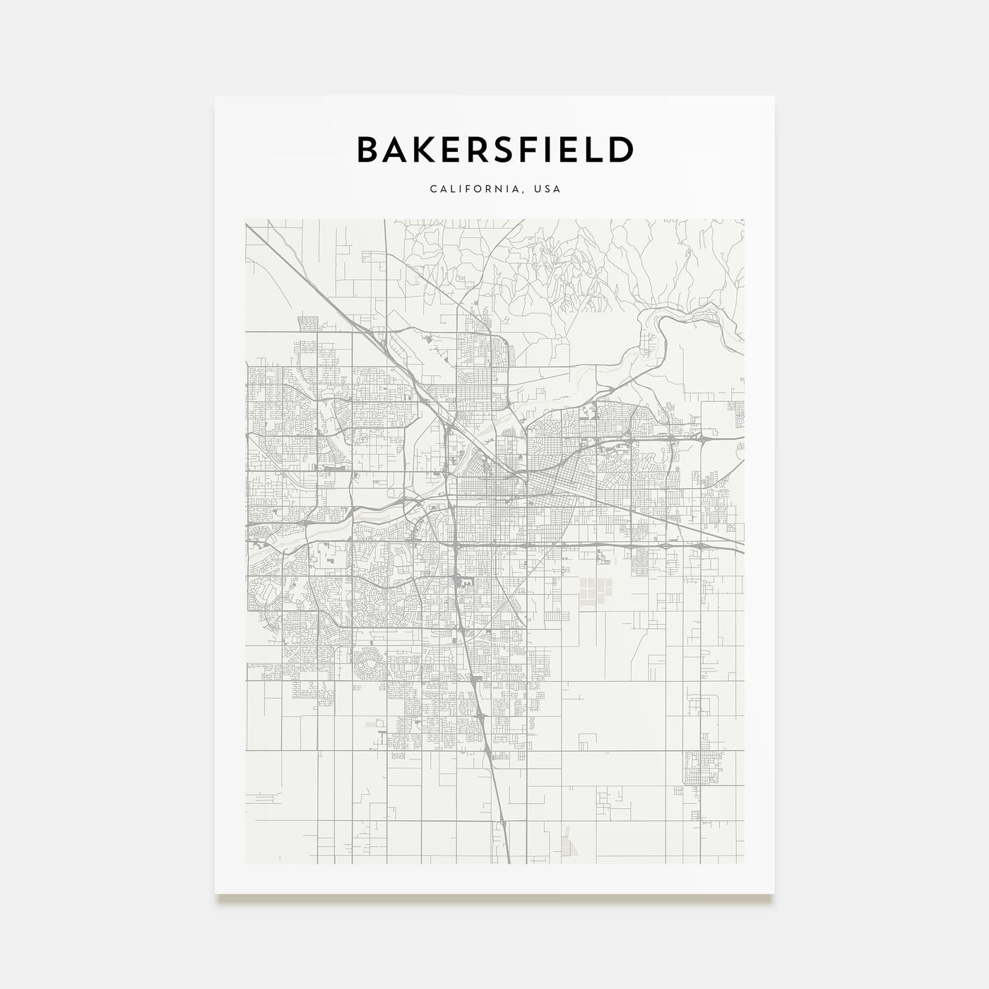 Bakersfield Map Portrait Poster
