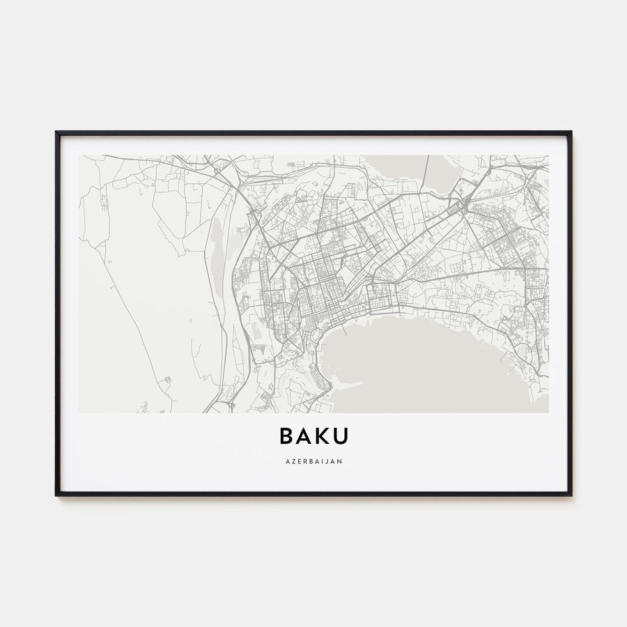 Baku Map Landscape Poster