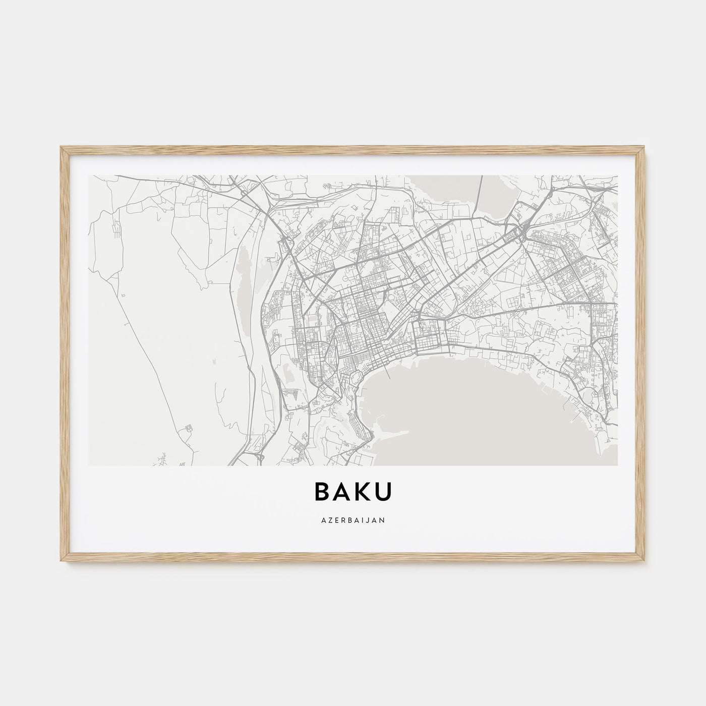 Baku Map Landscape Poster