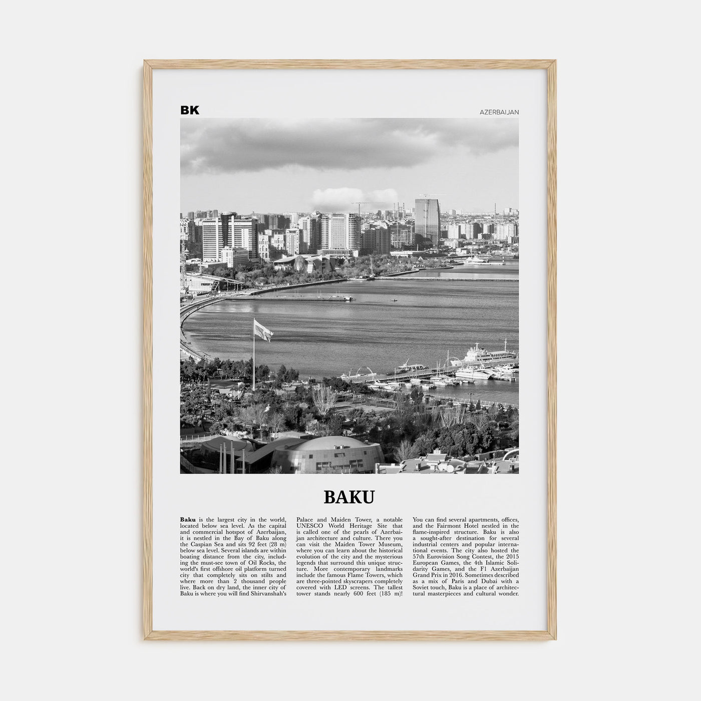 Baku Travel B&W Poster