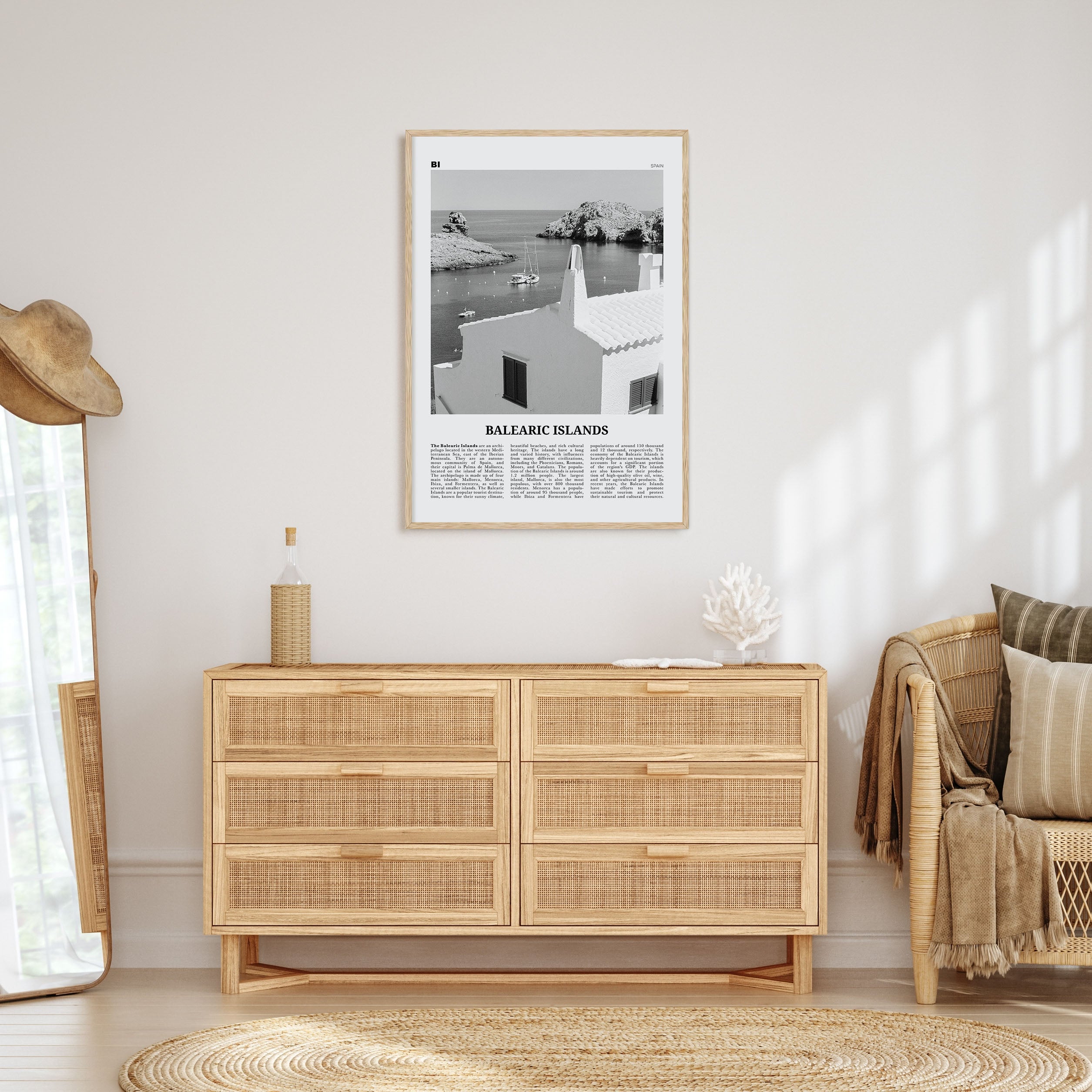 Balearic Islands Travel B&W Poster