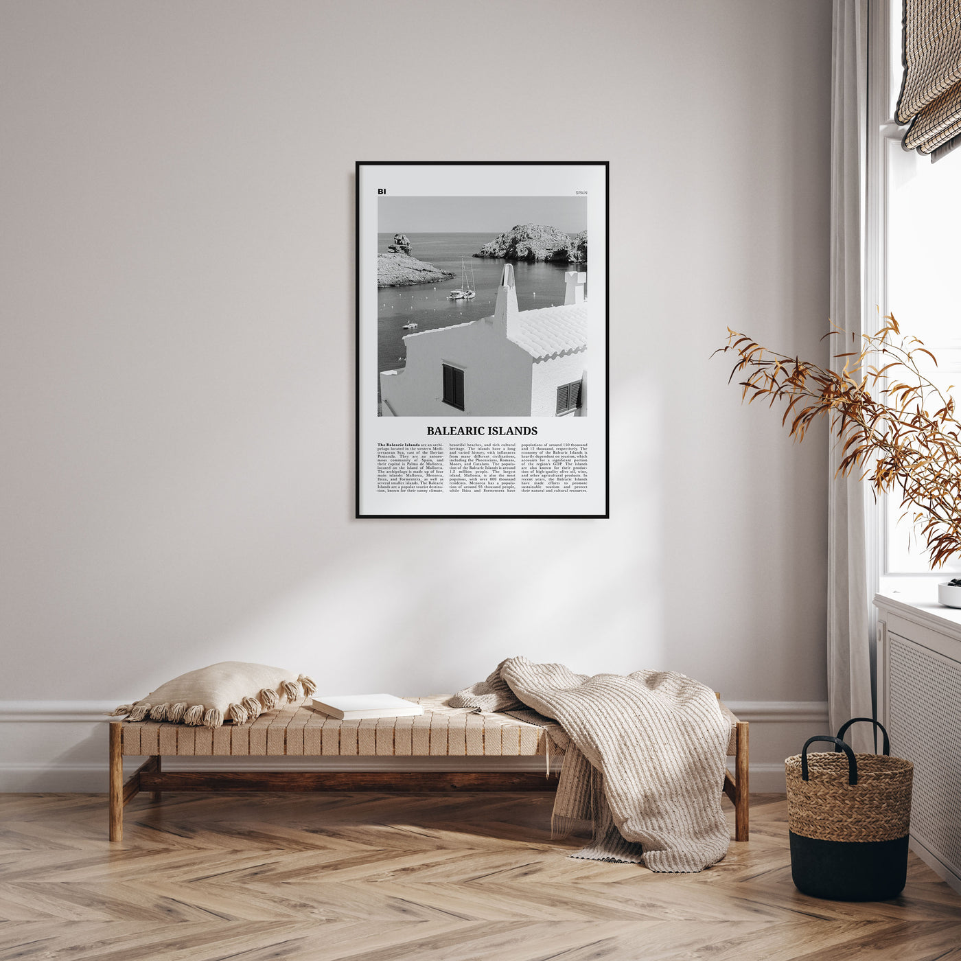 Balearic Islands Travel B&W Poster