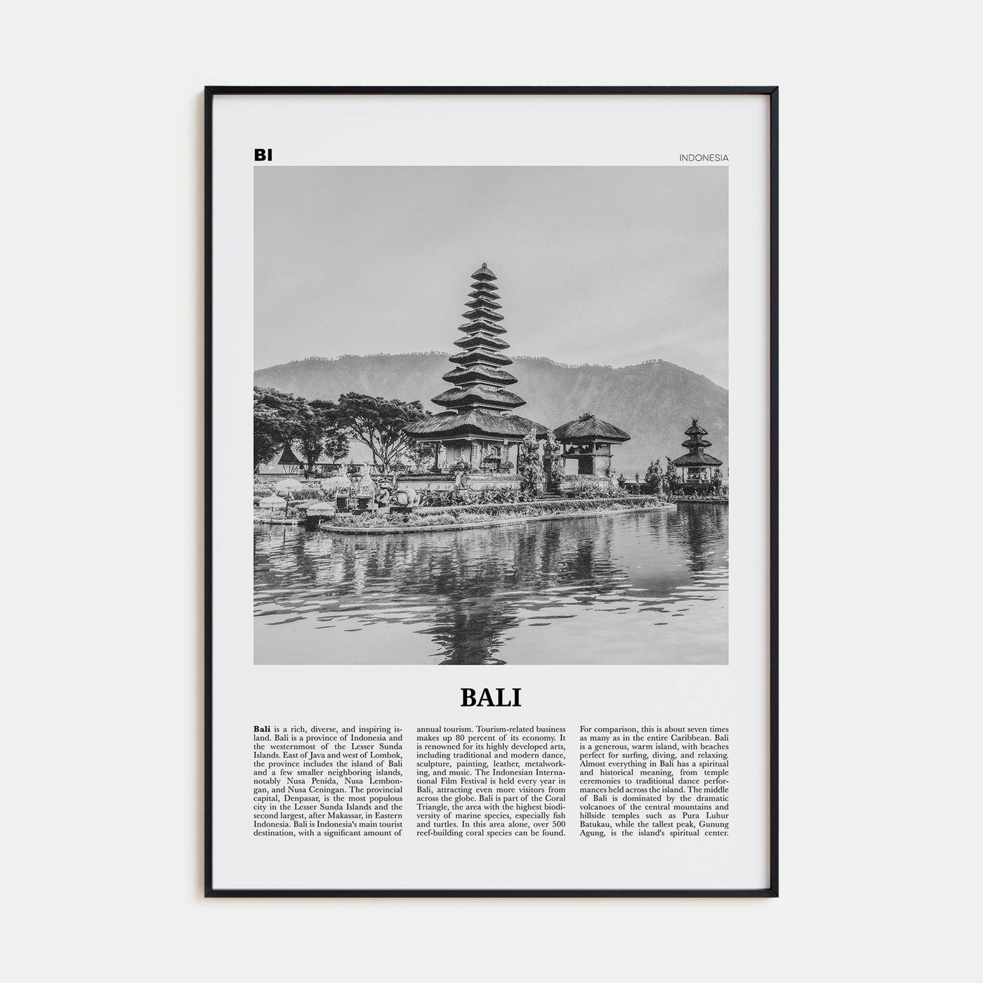 Bali Travel B&W No 2 Poster