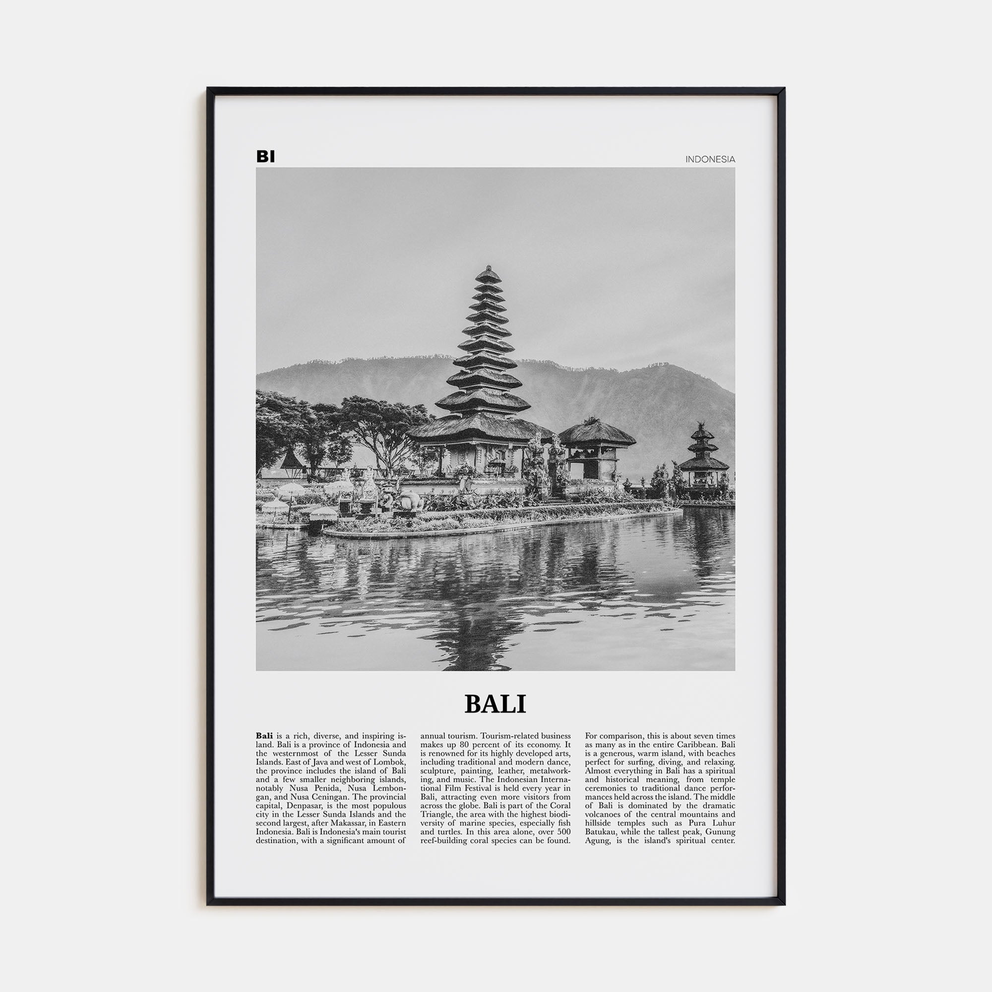 Bali Travel B&W No 2 Poster