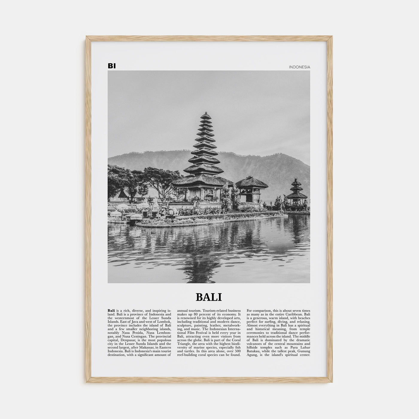 Bali Travel B&W No 2 Poster