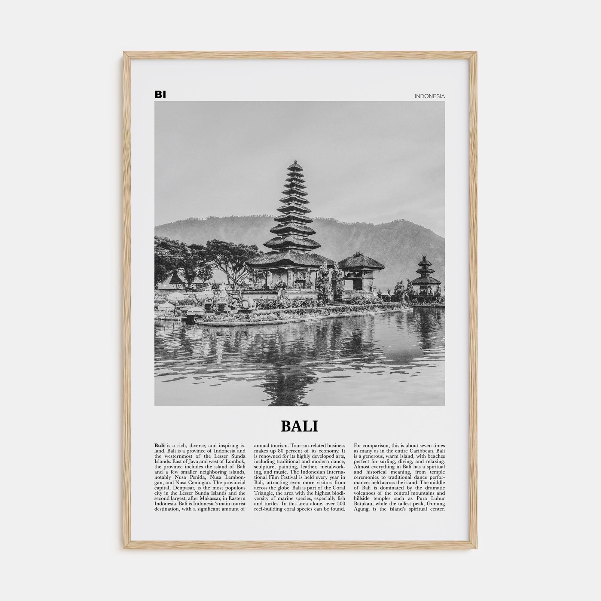 Bali Travel B&W No 2 Poster