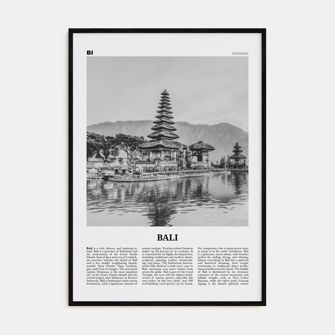Bali Travel B&W No 2 Poster
