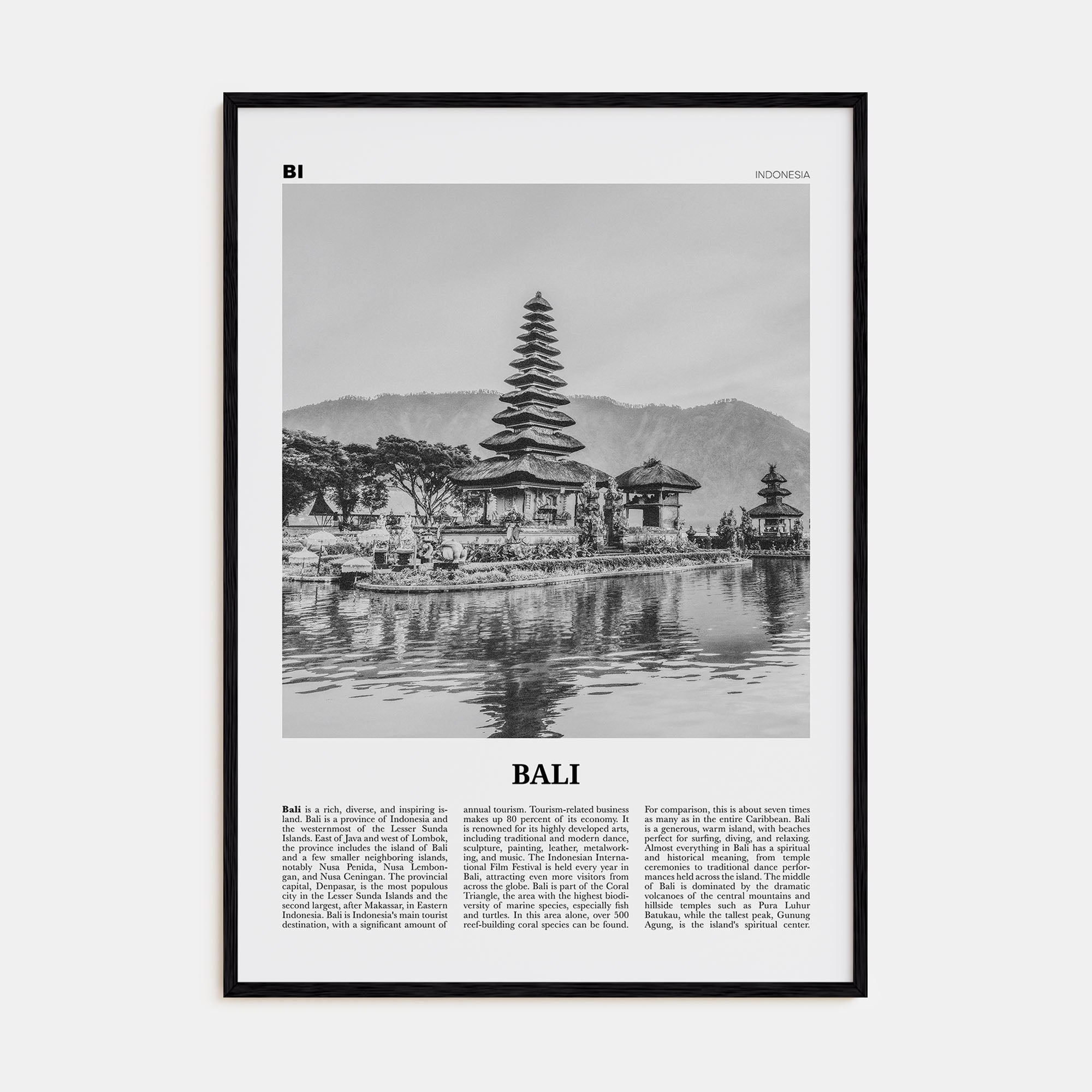 Bali Travel B&W No 2 Poster