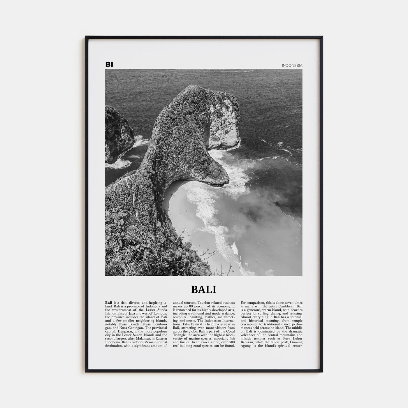 Bali Travel B&W No 3 Poster