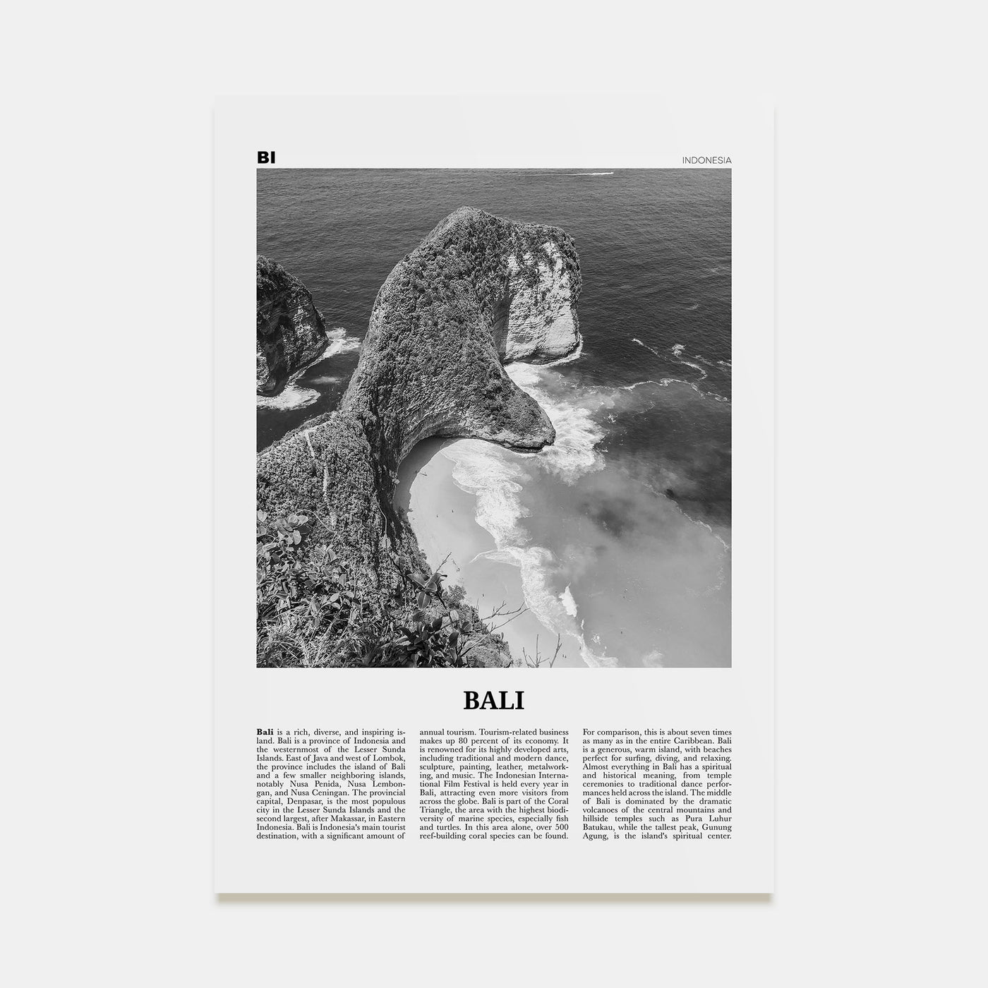 Bali Travel B&W No 3 Poster
