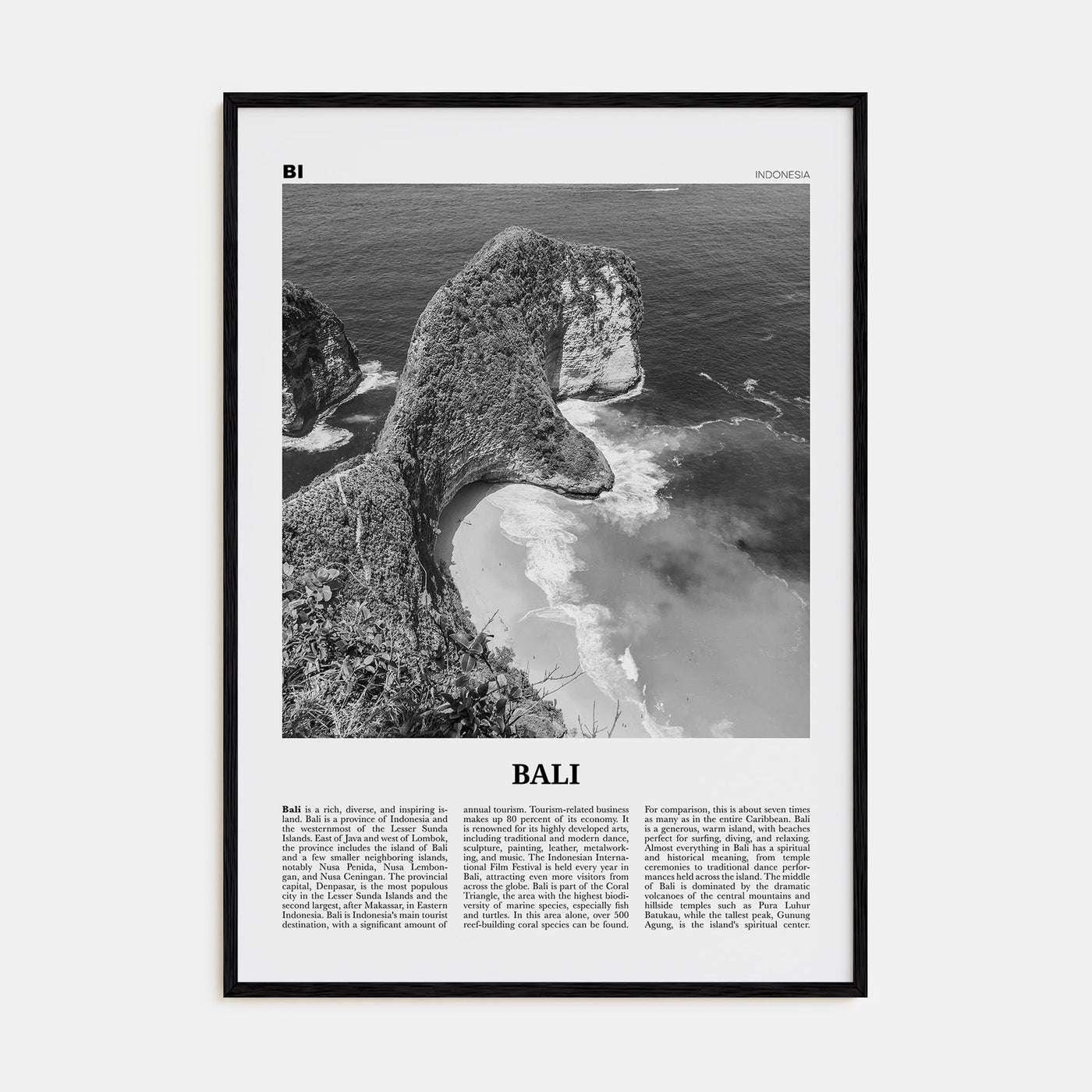 Bali Travel B&W No 3 Poster