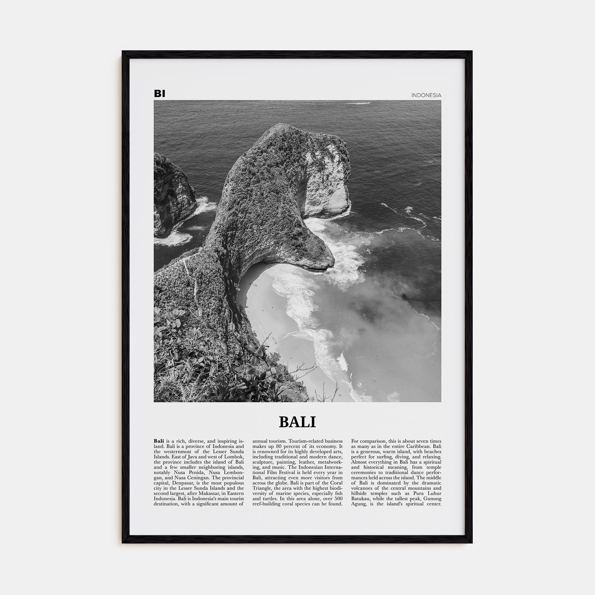 Bali Travel B&W No 3 Poster