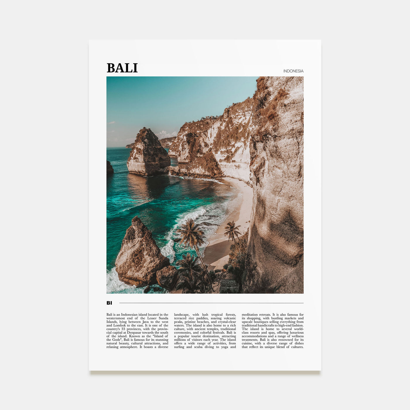 Bali Travel Color Poster