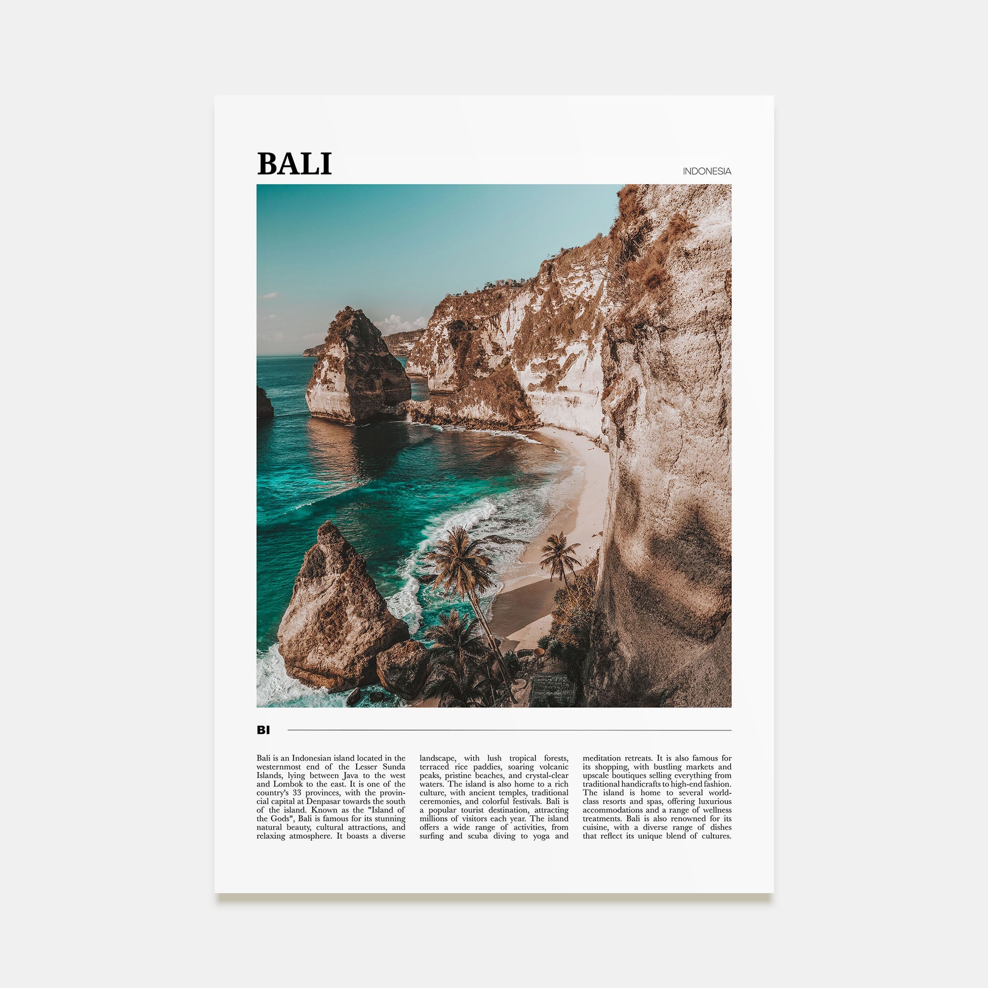 Bali Travel Color Poster