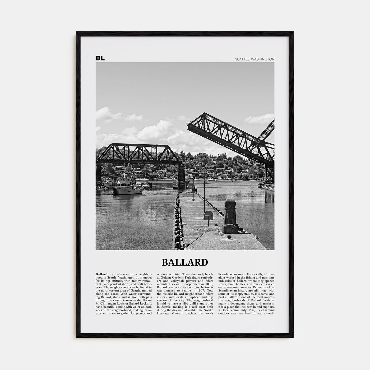Ballard Travel B&W Poster