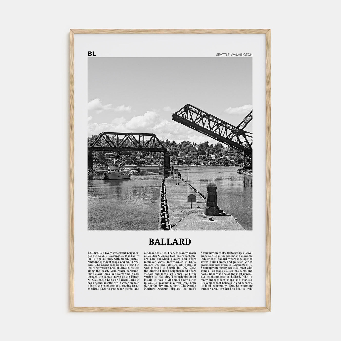 Ballard Travel B&W Poster