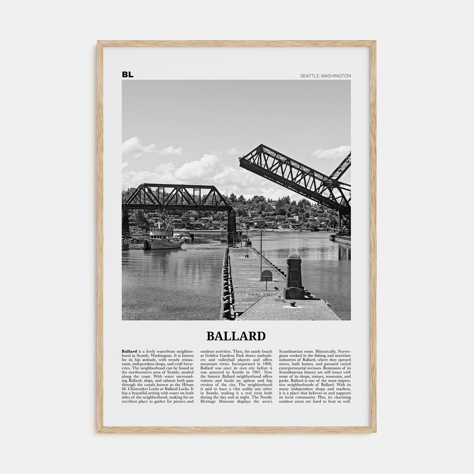 Ballard Travel B&W Poster
