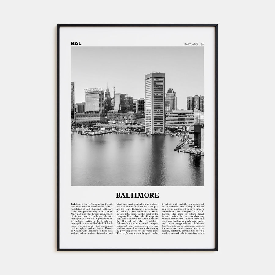 Baltimore Travel B&W No 1 Poster