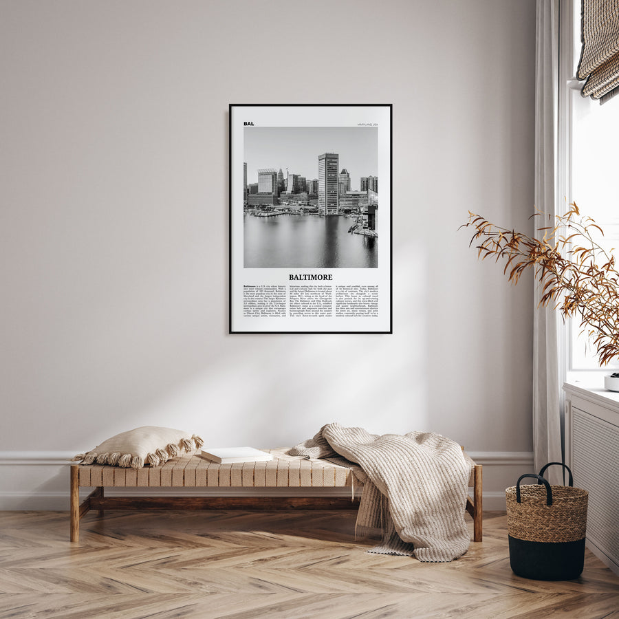 Baltimore Travel B&W No 1 Poster