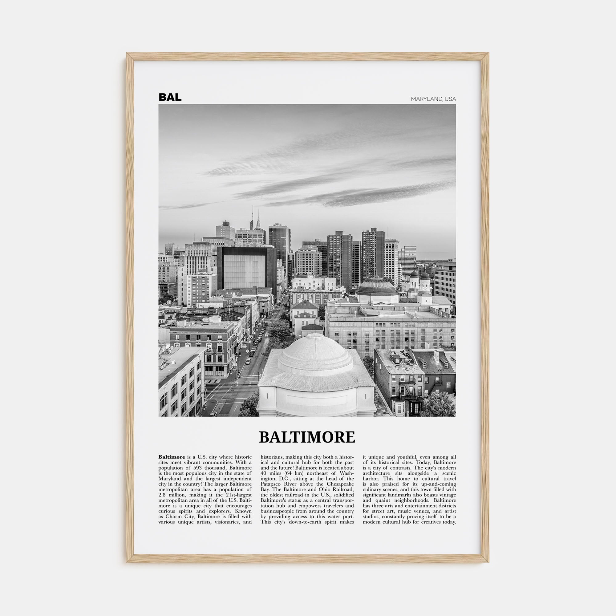 Baltimore Travel B&W No 2 Poster