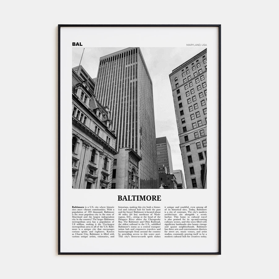 Baltimore Travel B&W No 3 Poster
