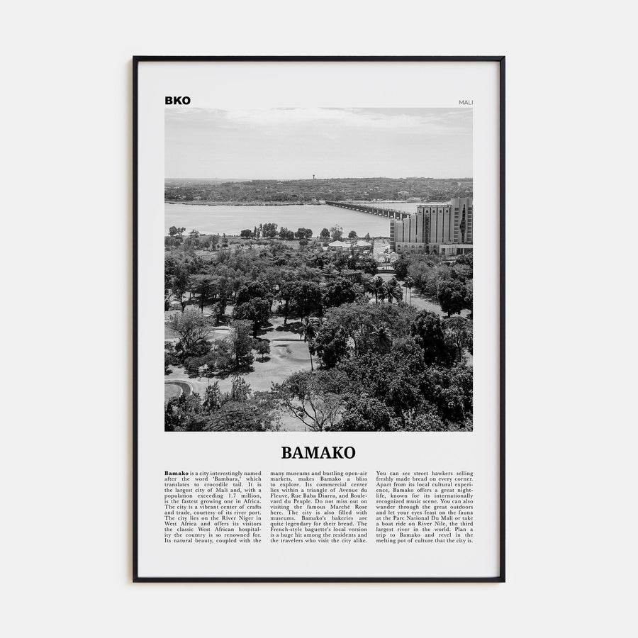 Bamako Travel B&W Poster