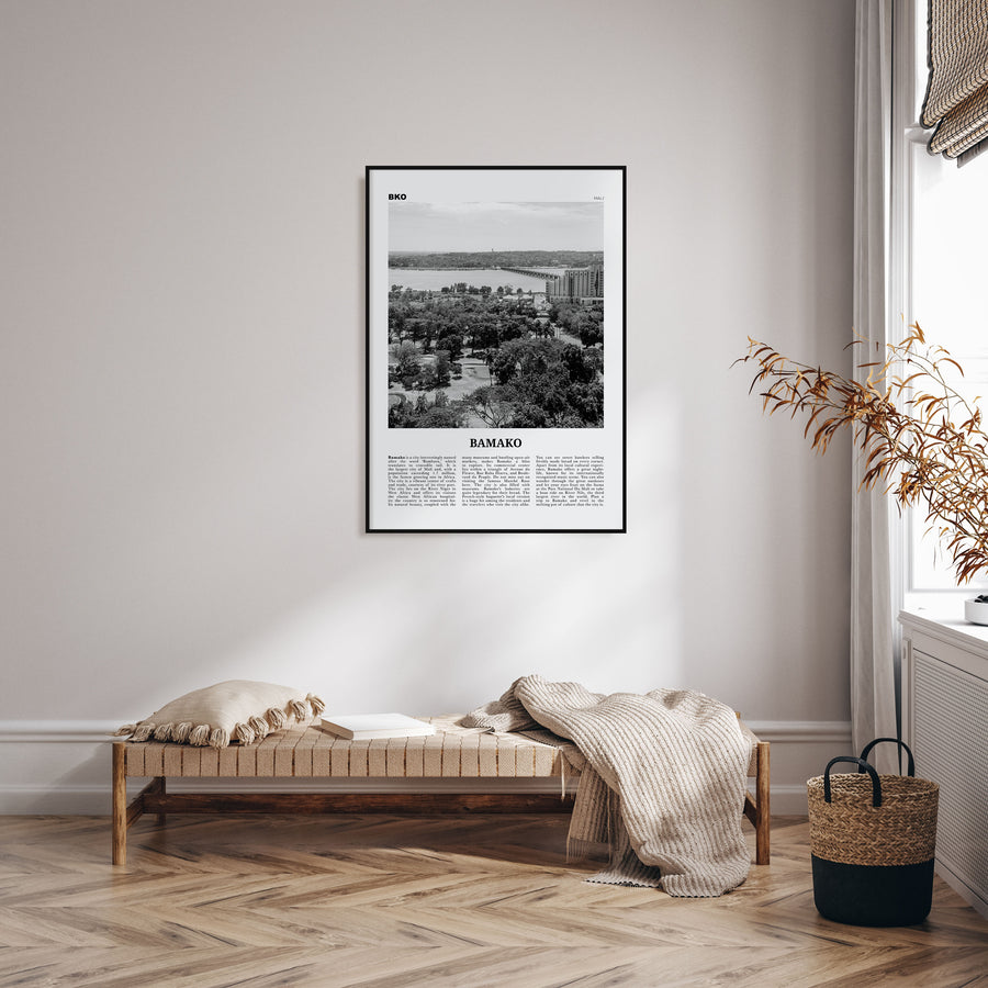 Bamako Travel B&W Poster