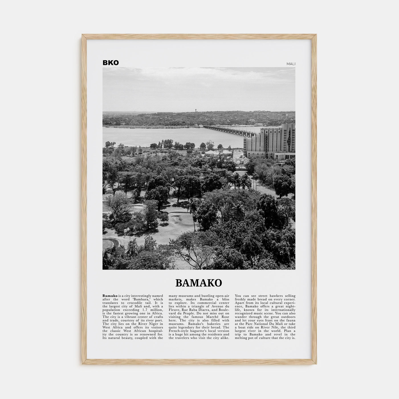 Bamako Travel B&W Poster
