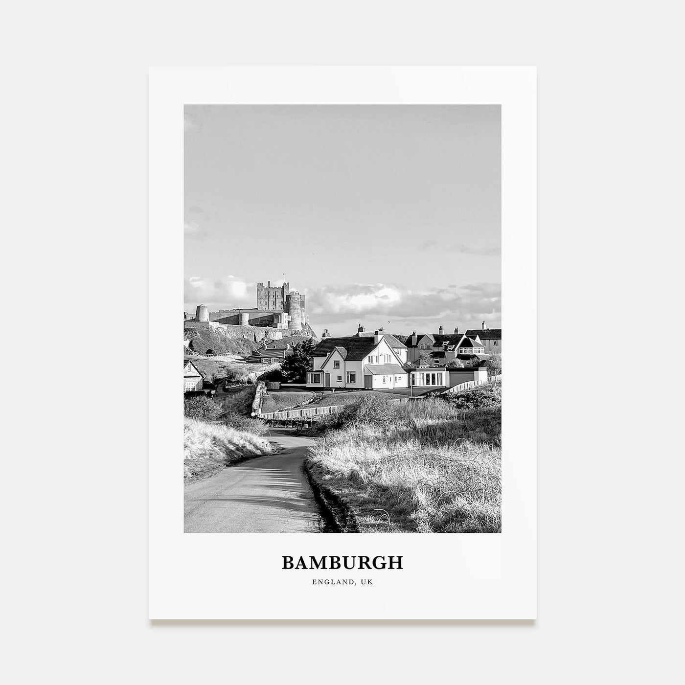 Bamburgh Portrait B&W Poster