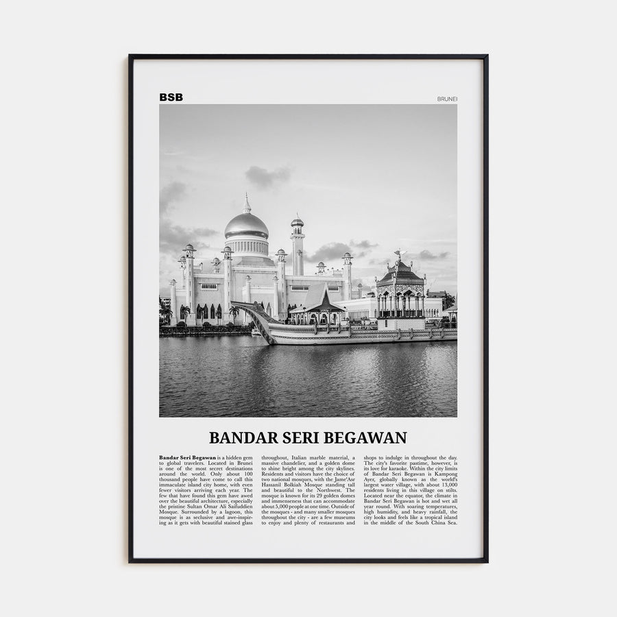 Bandar Seri Begawan Travel B&W Poster
