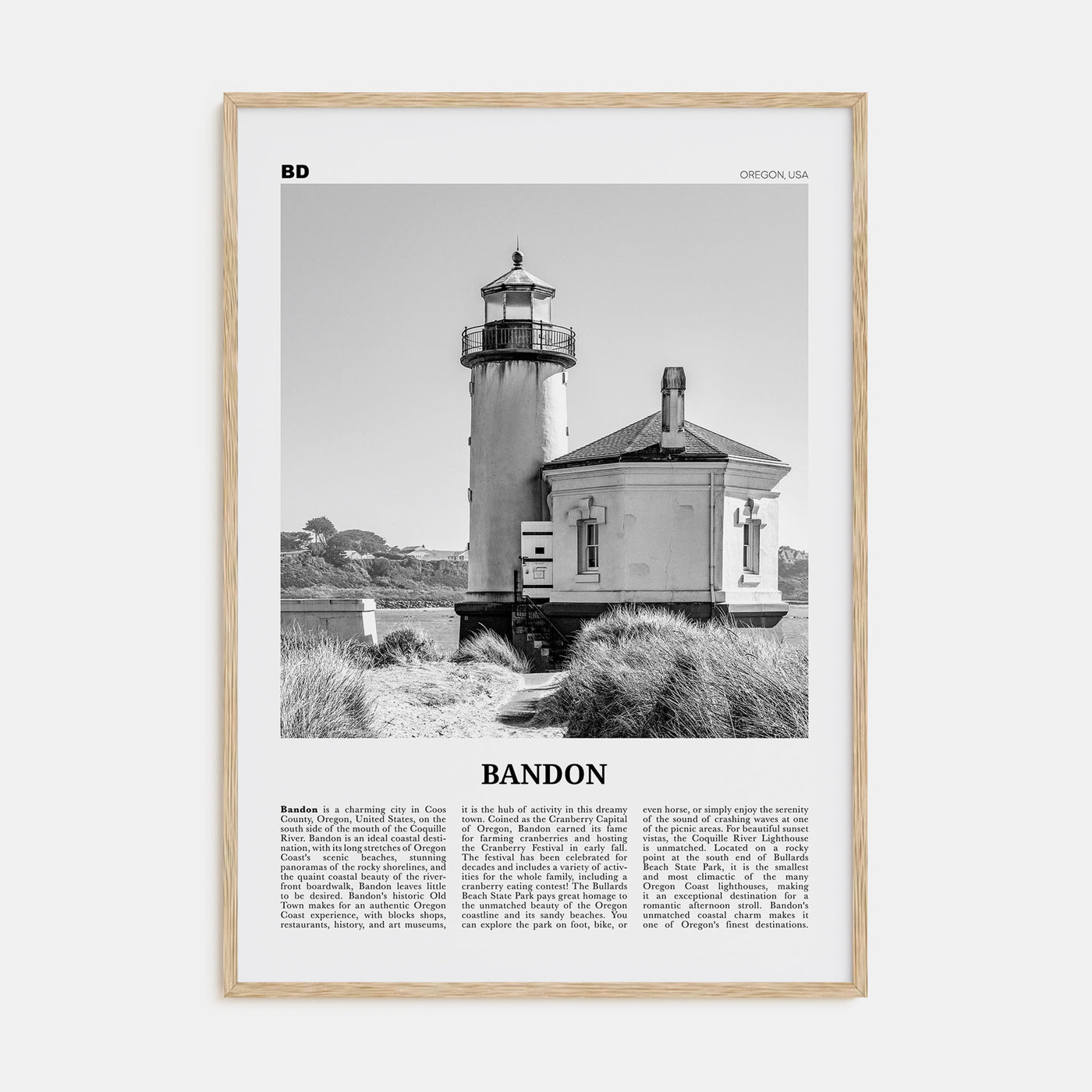 Bandon Travel B&W Poster