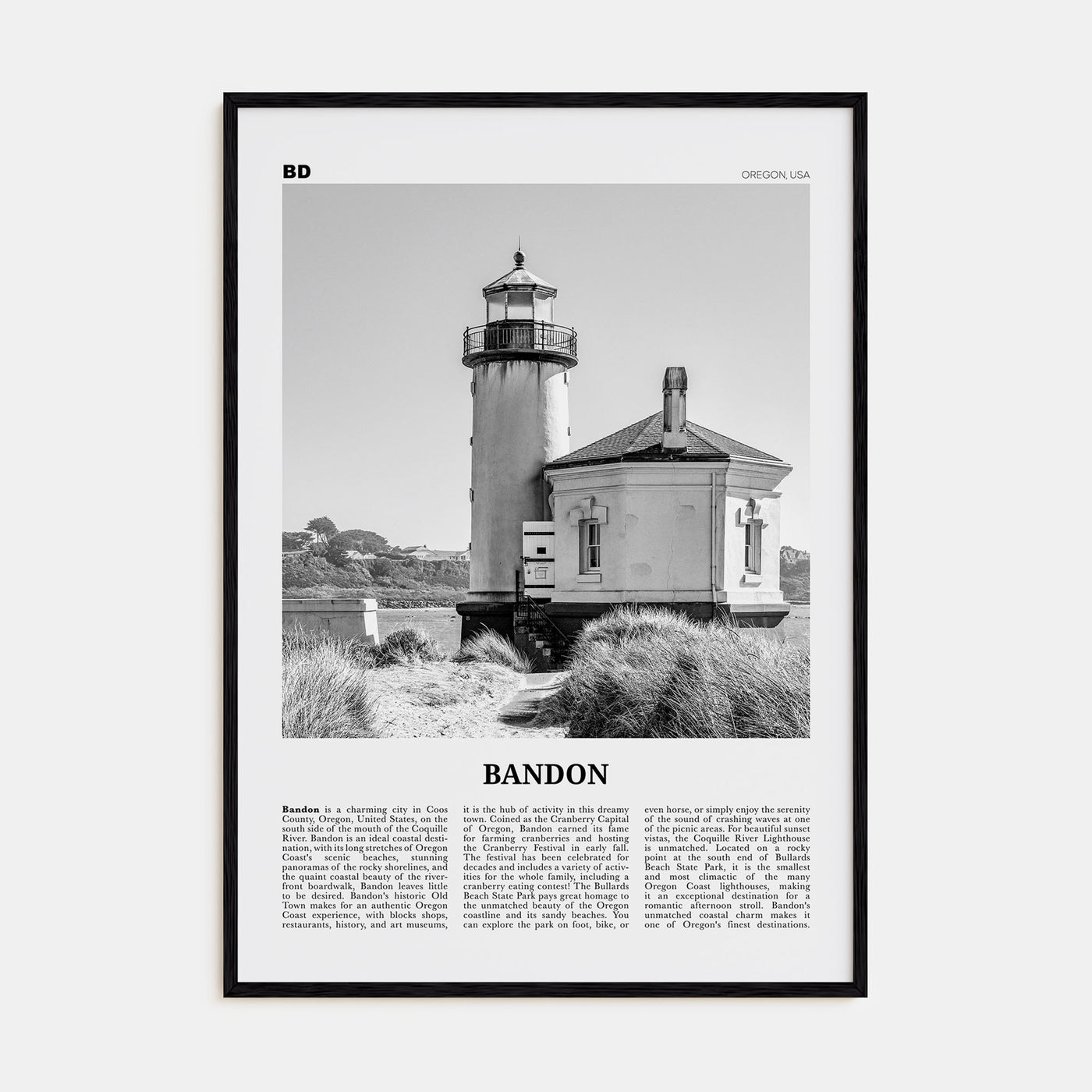 Bandon Travel B&W Poster